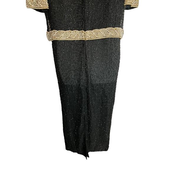 Camille Marie Beaded Silk evening gown L large Formal Black Tie Dinner Banquet - Picture 10 of 12